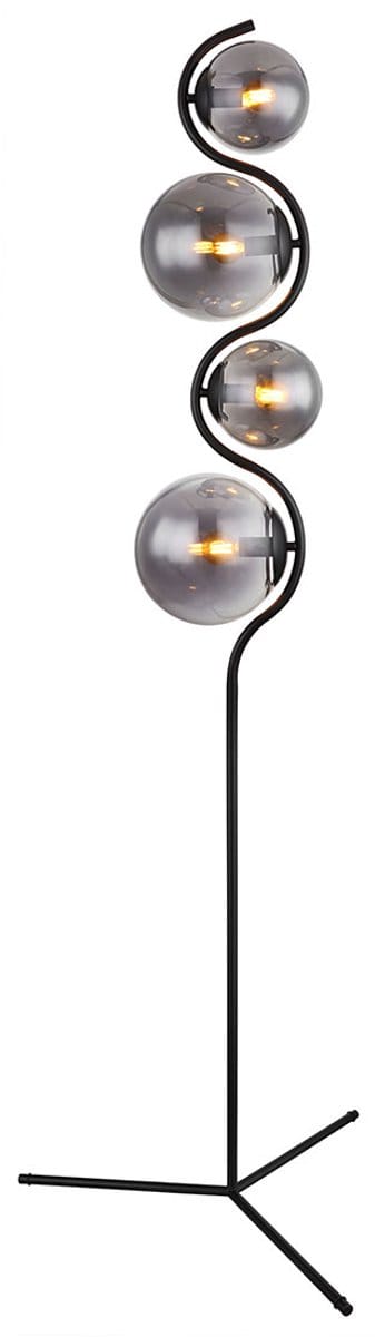 Globo - vloerlamp - Porry - zwart - glas smoke glas - Ø 66cm - E14 - 15869S