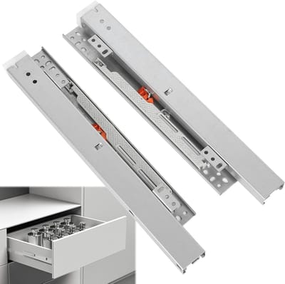 Geleiders voor lades, vloerbevestiging, 1 paar voor 300 mm lades, met automatische sluiting en demping, ideaal voor keuken en meubelontwerp