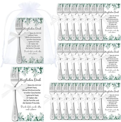 Dailygoods- Taartvorkjesset 24 Stuks - Decoratieve Elementen - Bedankkaartjes - Organzazakjes - Feestbedankjes - Emotionele Herinneringen