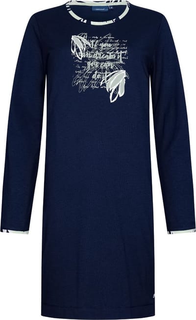 Dames Nachthemd Pastunette Flow - Katoen - Blauw - Maat 36