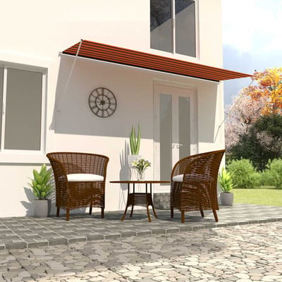 vidaXL - Luifel - uittrekbaar - 400x150 - cm - oranje - en - bruin
