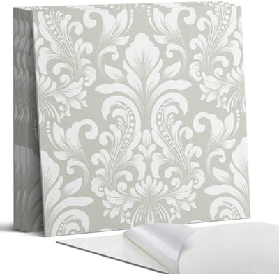 Coloray Wandpanelen Zelfklevend - Plantenpatroon met versieringen Zelfklevende Wandpanelen - 50 cm x 50 cm - Grijs Wandpaneel PVC - 4 stuks - Mozaïeken Wandpanelen Zelfklevend - Wandpanelen Keuken - Wandpaneel Badkamer