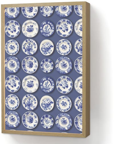 Wandlamp 40x60 cm - Oplaadbaar - Borden - Floraal - Blauw - Wandlampen binnen woonkamer - Slaapkamer lamp - Decoratieve nachtlamp - Vloerlamp draadloos