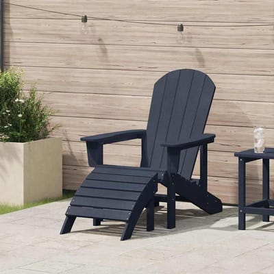 Tuinstoel met voetensteun - Loungestoel buiten - Buiten relaxen - Weerbestendig HDPE - 75 x 83 x 92 cm - Marineblauw