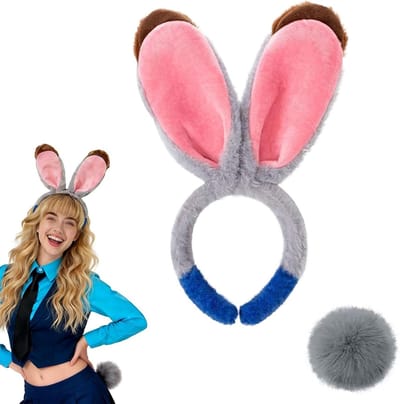 Grijze Konijnenoren Hoofdband voor Vrouwen, Zachte en Flexibele Accessoires voor Carnaval en Cosplay, Perfect voor Feestjes en Theatrale Optredens