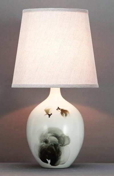 Fine Asianliving Chinese Tafellamp Gewassen Inkt Vissen D28xH53cm