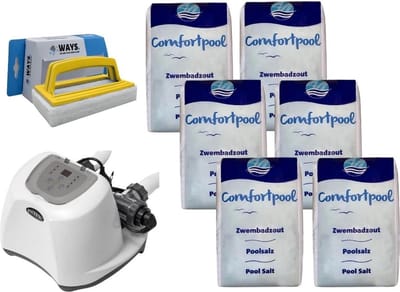 Intex - Zoutwatersysteem 26670GS & Zwembadzout 120 kg & WAYS Scrubborstel