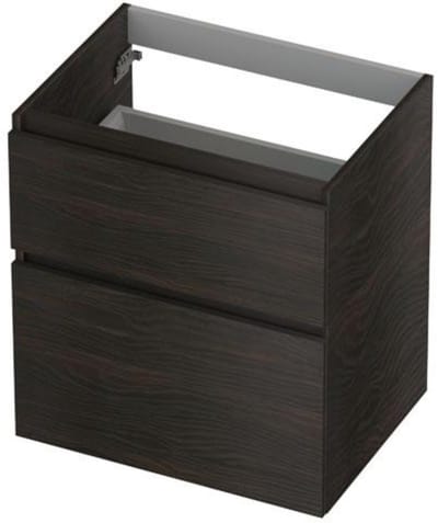 INK - Onderkast 2 Laden Greeploos Hout Decor met Houten Keerlijst A-symmetrisch - 600x450x650 Mm - Intens Eiken