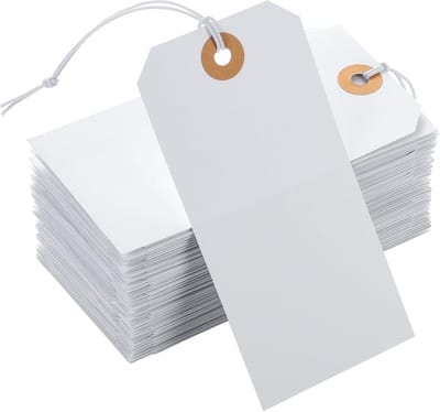 Hangtag - 100 Stuks - Cadeaulabels - Papier - Beschrijfbaar - Multifunctioneel Labe - Kaarten - Bedankkaart - Te gebruiken voor cadeaubonnen, zelfgemaakte bedankkaartjes, feestuitnodigingen - 12*6 cm - Wit