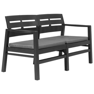 vidaXL - Tuinbank - 2-zits - met - kussens - 133 - cm - kunststof - antraciet