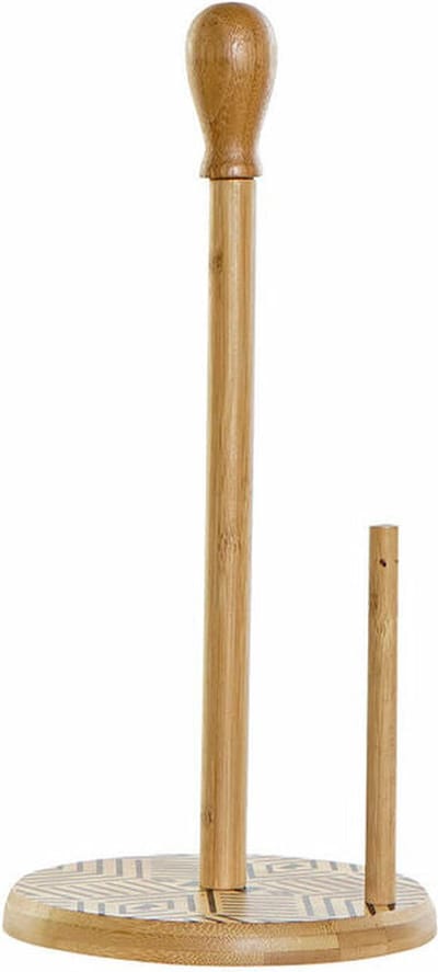 Houder voor keukenpapier DKD Home Decor Natuurlijk Zwart Bamboe (16.5 x 16.5 x 35 cm)