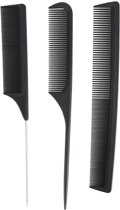 Haarstyling Kam - Koolstofvezel Kam - Professioneel Kappen - Antistatisch Ontwerp - 3 Stuks - Zwart