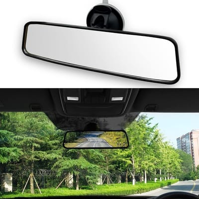 Dailygoods- Achteruitkijkspiegel HD - Anti-reflectie - 360 graden verstelbaar - Zuignap - Hoge taaiheid glasvezel - 9,5 x 2,6 inch - Spiegel
