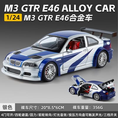 1:24 M3 Gtr E46 Performance Wegracer Legering Metaal Diecast Modelauto's Huisdecoratie & Verzamelobjecten Hobby Display Ornamenten