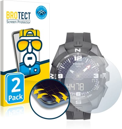 BROTECT - Screenprotector voor Tissot T-Touch Connect Solar - Folie Beschermfolie transparant volledig dekking - 2 Stuks