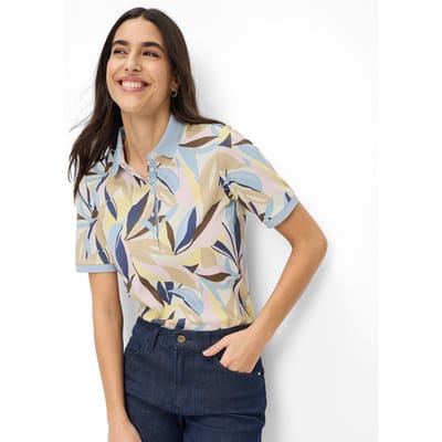 Brax Dames Poloshirt  Style CLEO S vintage blue, lichtblauw, maat 38
