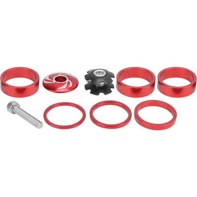 6 Pièces Entretoise de Jeu de Direction de Vélo Alliage d'Aluminium Entretoises de Potence de Guidon de Vélo pour VTT Rouge gray