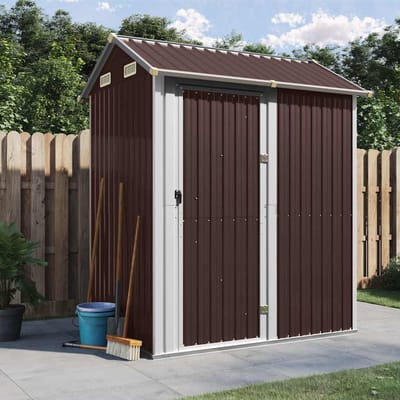 vidaXL - Tuinschuur - 192x152,5x237 - cm - gegalvaniseerd - staal - bruin