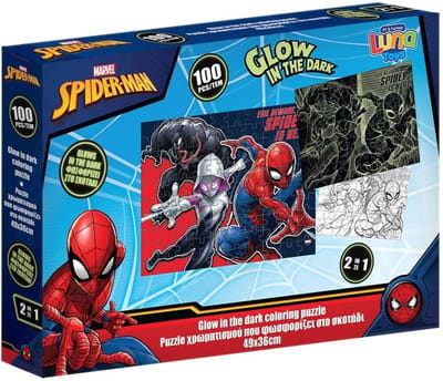 Spiderman Glow in the Dark Puzzel 100 Stukjes – 48×34 cm – 2-in-1 Kleur & Puzzel Speelset - Spidey - Spider-man