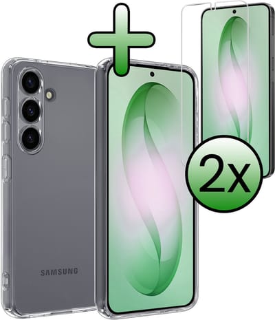 Hoesje Met 2x Screenprotector - Geschikt voor Samsung Galaxy S26 - Sterk & Shockproof - Back Cover - Siliconen Case - Telefoon Hoes - Transparant