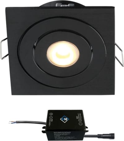 Cree LED inbouwspot Soria zwart in - 3W / vierkant / dimbaar / kantelbaar / 230V / IP44 / downlights / plafondspots / spotjes / inbouwspots / badkamer / woonkamer / keuken / spotlight / warmwit