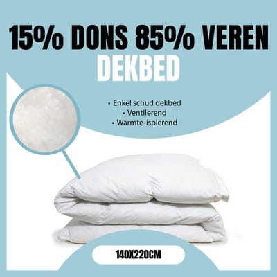 Eleganzzz Enkel Schud Dekbed 15% Dons 85% Veren - Enkel Dekbed 140x220cm - Veren Dekbed - Donzen Dekbed - Donsdeken 140x220 - Eenpersoons Extra Lang - Dekbedden