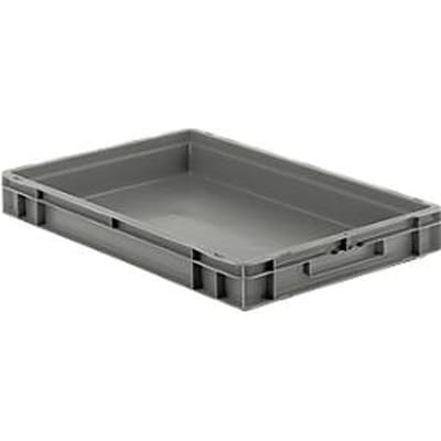 Stapelbak Eurobox serie EF 6070 - PP - L 600 x B 400 x H 75 mm - 14,3 l - gesloten wanden - gesloten handgrepen -  grijs