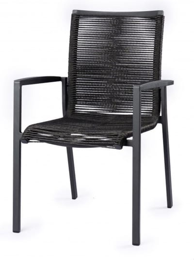 Tierra Outdoor Tuinstoel Foxx - Dining chair - Aluminium en Rope - Charcoal - 1 stoel