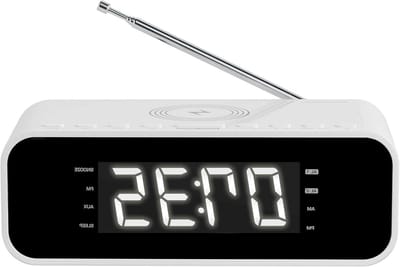 Wekker Radio - Digitale Klok - Ochtend Routine - Draadloze Lader - Dubbel Alarm - Wit