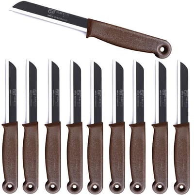 Solingen Kartelmes – Tomatenmes met Kartel – RVS – 18,5 cm met Blade Cover – Bruin – 10 stuks