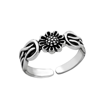 Welovesilver - zilveren teenring - bloemmotief - verstelbaar - 925 zilver