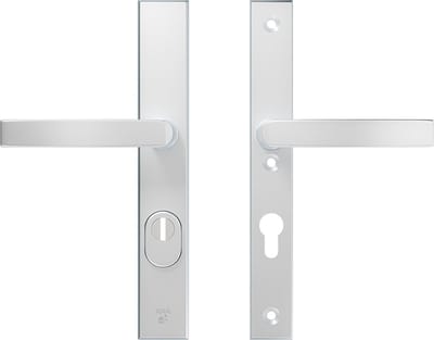 AXA Veiligheidsbeslag (Edge Plus) Smal Aluminium glad: Kruk-Kruk (model Blok) PC72 met kerntrekbeveiliging SKG***