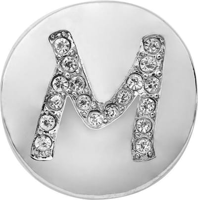 Quiges - Dames Click Button Drukknoop 18mm Alfabet M - EBCM157