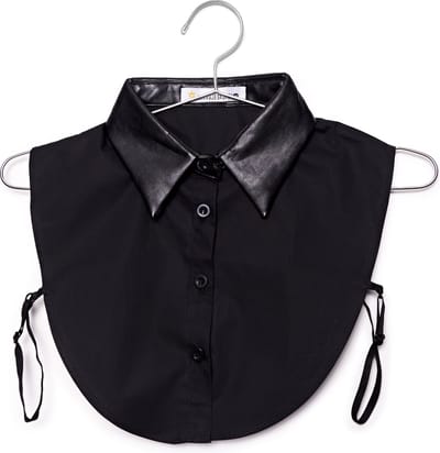 Kraagjeskopen.nl - Los Kraagje Zwart Lederlook Puntkraag - High Quality Blouse Kraagje Dames