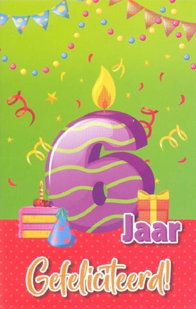 Wenskaart 6 Jaar Gefeliciteerd - Gratis verzonden
