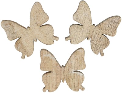 Houten vlinderdecoratie, naturel, 2 cm, 144 stuks, 144 Stück