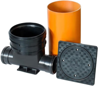 Schachtsysteem set - Controleschacht PVC - Afvoersysteem aanleggen - Robuust PVC materiaal - DN 315 - Zwart Oranje