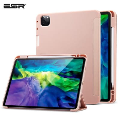 ESR SmartCase Hoes iPad Pro 12.9 inch (2020) – Zachte Binnenkant Pencilhouder – Roségoud