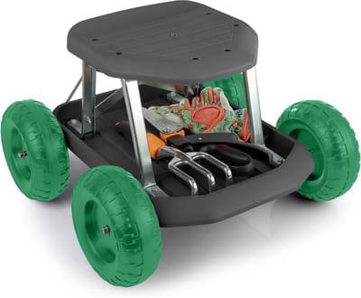 Tuinwerkwagen - Werkscooter - Comfortabel Tuinieren - Met gereedschapslade - 44 cm lengte - Groen