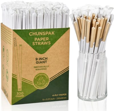 Dailygoods- Papieren Rietjes 300 Stuks - Kleurstofvrij - 4 Lagen Dik Papier - Duurzaam - Geschikt voor Dranken - Hygiënisch - Drinkrietjes