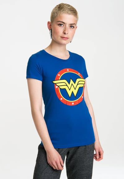 Logoshirt Vrouwen T-shirt Wonder Woman - Logo Circle - DC Comics - Shirt met ronde hals van Logoshirt - blauw