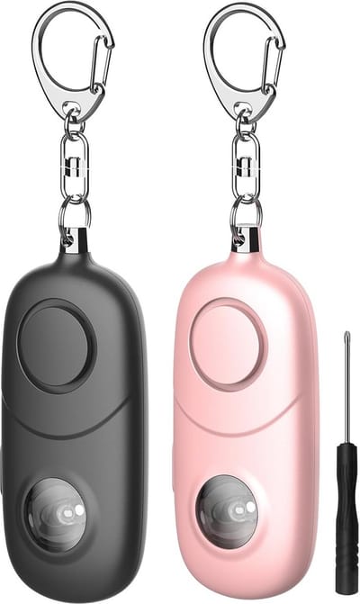 Persoonlijk Alarm - Veiligheidssirene Sleutelhanger - Noodsituatie Melding - 135 dB Luid Geluid - 8.2 x 3.8 cm - Roze Zwart