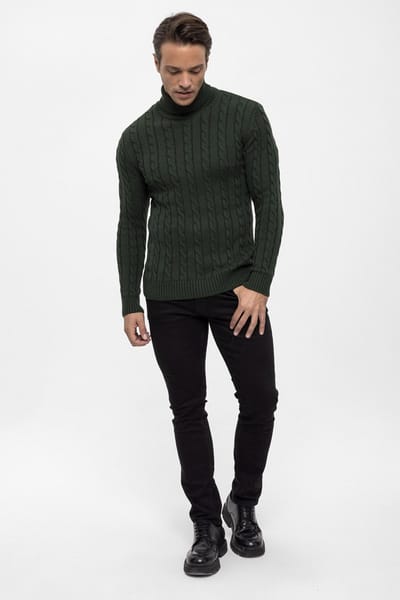 Felix Hardy Kabelgebreide Coltrui - 100% Katoen Heren Groen - 2Xl
