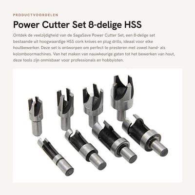 Dailygoods - Power Cutter Set - 8-delige HSS Cork Knife & Plug Drill Set voor Houtbewerking