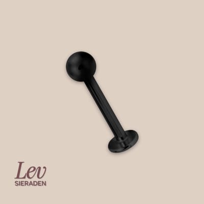 Lev Sieraden - 1.2 x 6 mm Bioplastic labret met 3mm ball - Zwart kleurig - Retainer piercing - PTFE - Bioflex