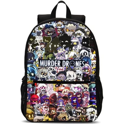 Murder Drones Cartoon Kinderen Rugzak 47cm/18.5inch Grote Capaciteit Rugzak Schoolbenodigdheden Schooltas voor Jongens Meisjes Beste Cadeau