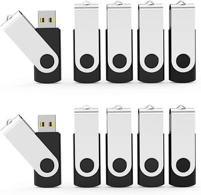 Flashdrive Pakket - Geheugensticks USB - Bestanden Opslaan - Draaibare Bescherming - 10 Stuks 64 GB - Zwart