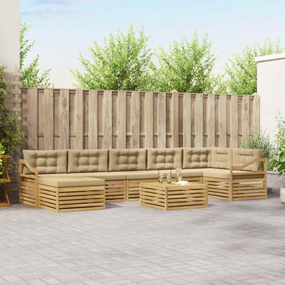 vidaXL - Buiten - bank - set - 8 - st - Wit - en - Beige