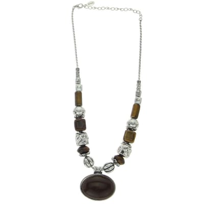 Behave - Ketting met keramieke kralen en ovale hanger - Natuurlijke boho stijl