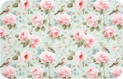 WC mat 80x50 cm - Antislip - Rozen - Vogels - Pastel - Kleurrijk - Toiletmat - Vloermat - Douchemat - Toilet tapijt - Toiletmatten